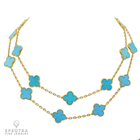 Vintage Van Cleef & Arpels Turquoise Alhambra Necklace