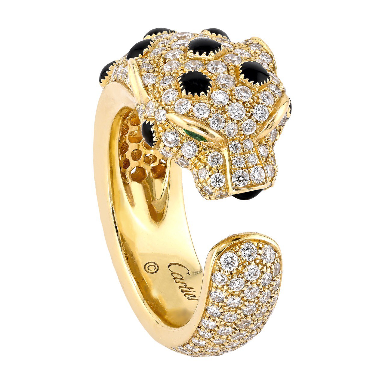 Another angle of Cartier ring showing © Cartier signature inside the band